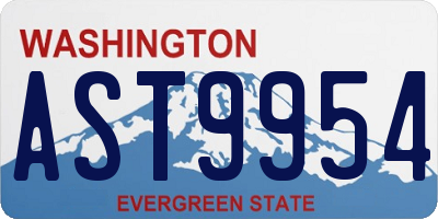 WA license plate AST9954