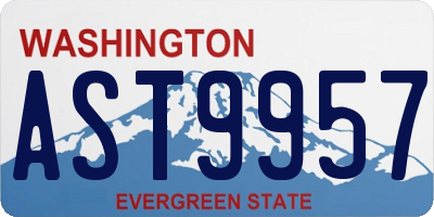WA license plate AST9957