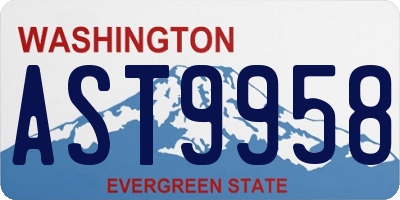 WA license plate AST9958