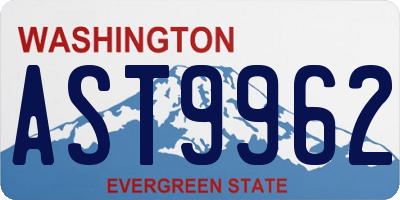 WA license plate AST9962