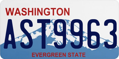 WA license plate AST9963