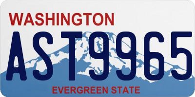 WA license plate AST9965