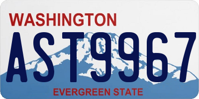 WA license plate AST9967