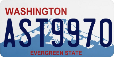 WA license plate AST9970