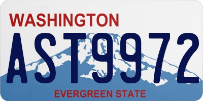 WA license plate AST9972