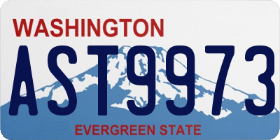 WA license plate AST9973
