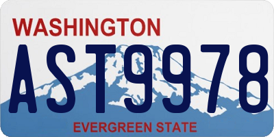 WA license plate AST9978