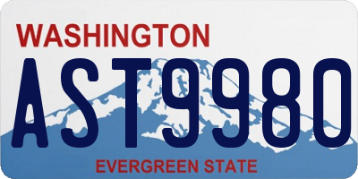 WA license plate AST9980