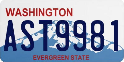WA license plate AST9981