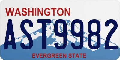 WA license plate AST9982