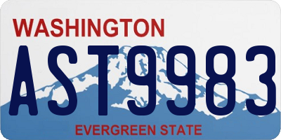 WA license plate AST9983