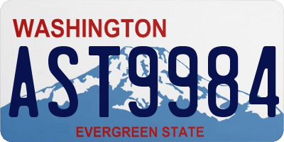 WA license plate AST9984