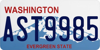 WA license plate AST9985