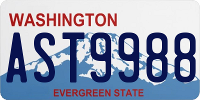 WA license plate AST9988
