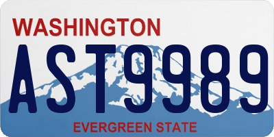 WA license plate AST9989