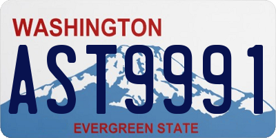 WA license plate AST9991