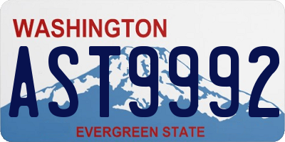 WA license plate AST9992