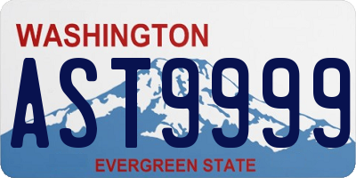 WA license plate AST9999