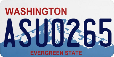 WA license plate ASU0265
