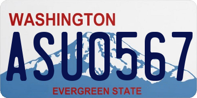 WA license plate ASU0567