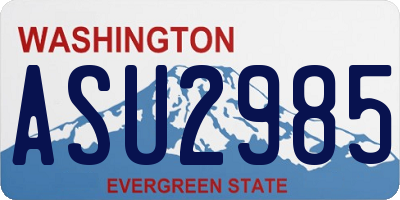 WA license plate ASU2985