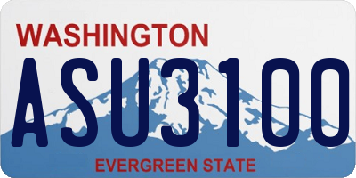 WA license plate ASU3100