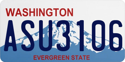WA license plate ASU3106