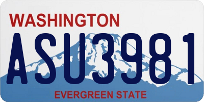 WA license plate ASU3981