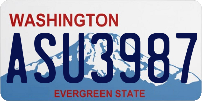 WA license plate ASU3987