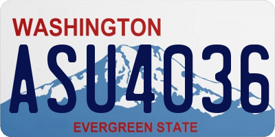 WA license plate ASU4036