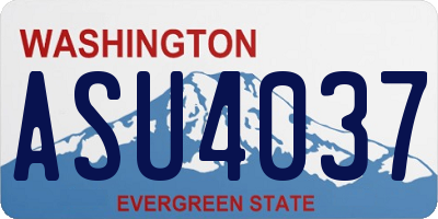 WA license plate ASU4037