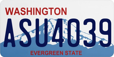 WA license plate ASU4039