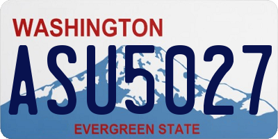 WA license plate ASU5027