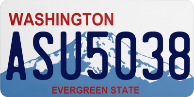 WA license plate ASU5038