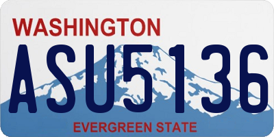 WA license plate ASU5136
