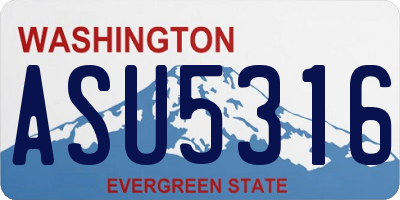 WA license plate ASU5316