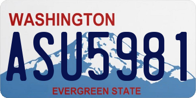 WA license plate ASU5981