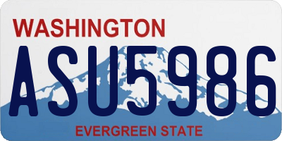 WA license plate ASU5986
