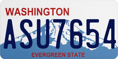 WA license plate ASU7654