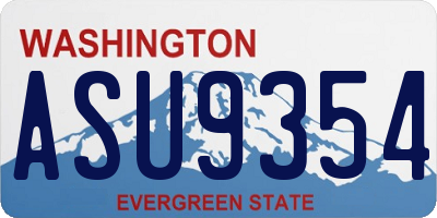 WA license plate ASU9354