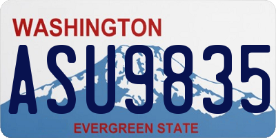 WA license plate ASU9835