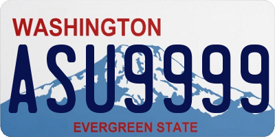 WA license plate ASU9999