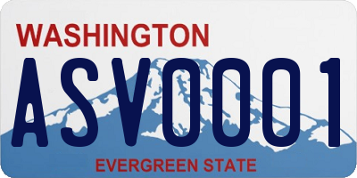 WA license plate ASV0001