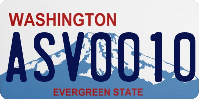 WA license plate ASV0010