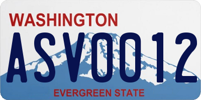 WA license plate ASV0012
