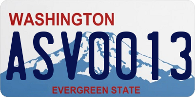 WA license plate ASV0013