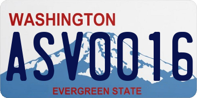 WA license plate ASV0016