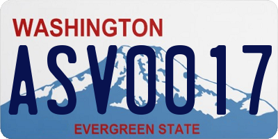WA license plate ASV0017