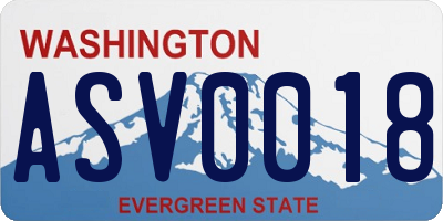 WA license plate ASV0018