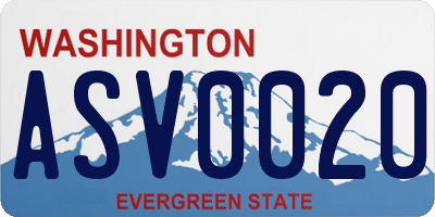 WA license plate ASV0020
